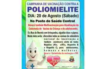Guaraniaçu - Campanha de vacinação contra a Poliomelite neste sábado